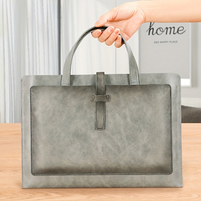 Business Document Bag Large Capacity Briefcase PU Leather Portable Storage