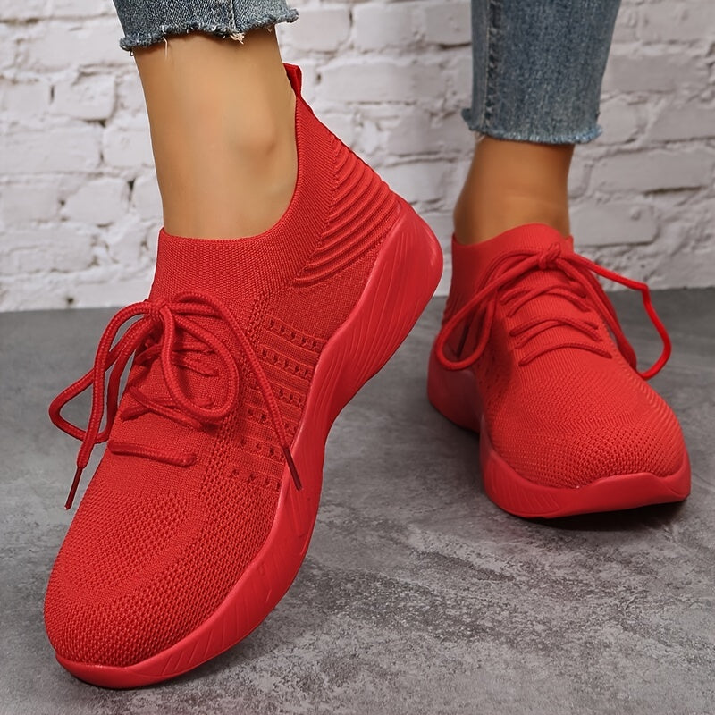 Solid Embossed Weave Sneaker Running Shoes for Women