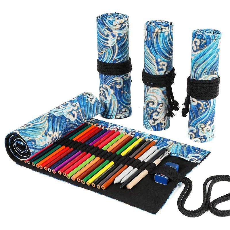 Canvas Pencil Bag with 72 Slots, Back to School Essential