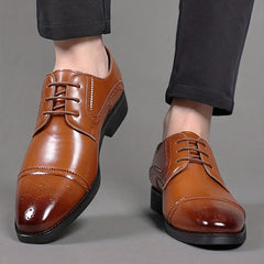 Men Ombre Perforated Lace up Oxford Shoes Non Slip Formal Shoes
