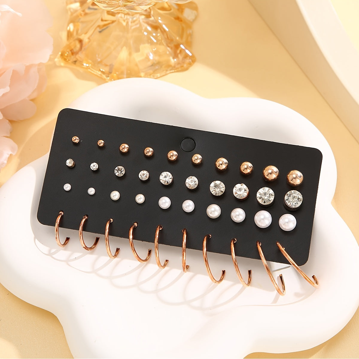 Faux Pearl Zircon Stud Earrings Women's Accessories Fall