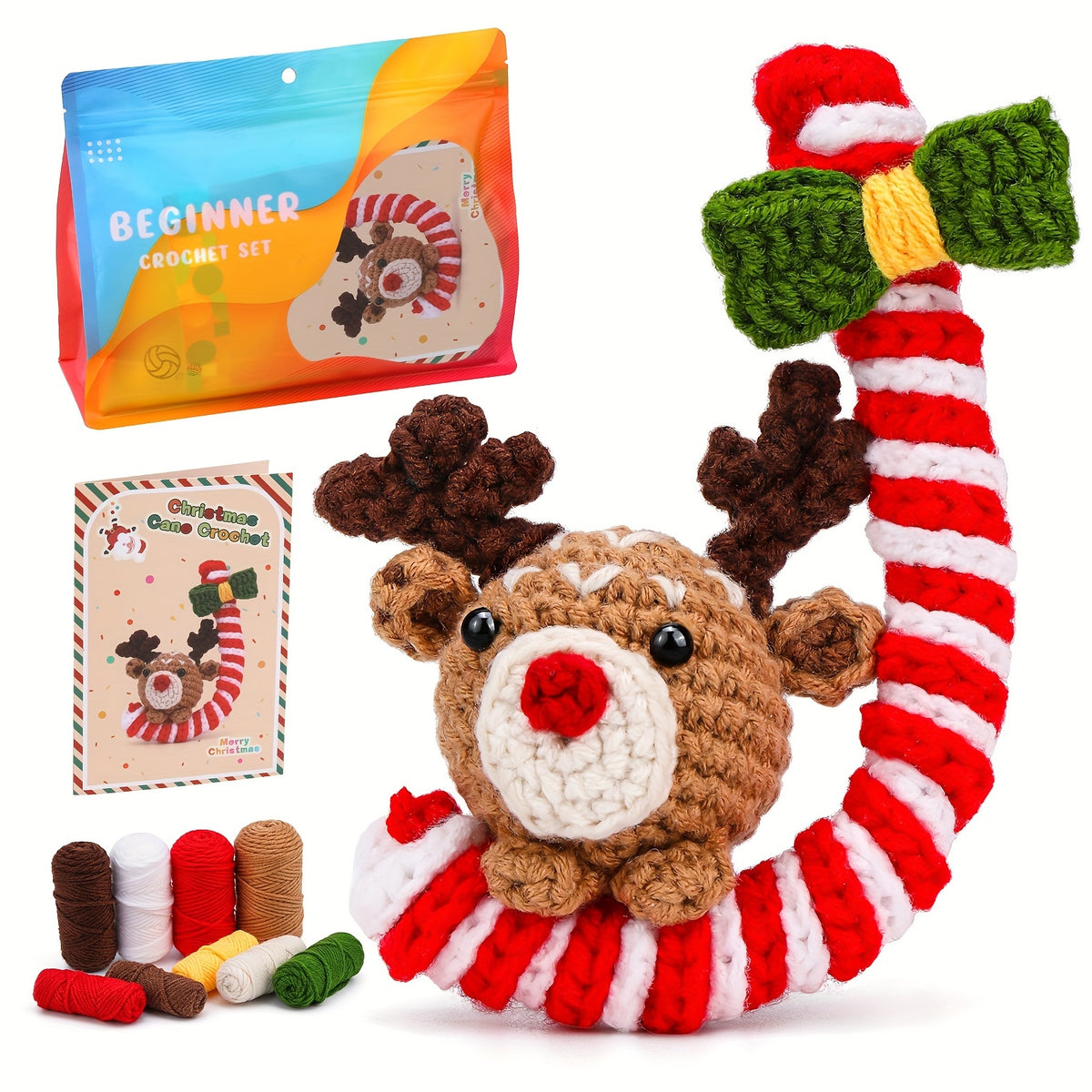 Crochet Material Kit with Instruction Manual - Beginner Yarn Set for Adults