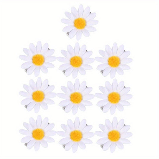 10pcs Baby Girls Daisy Hair Clips Princess Decorative Accessories