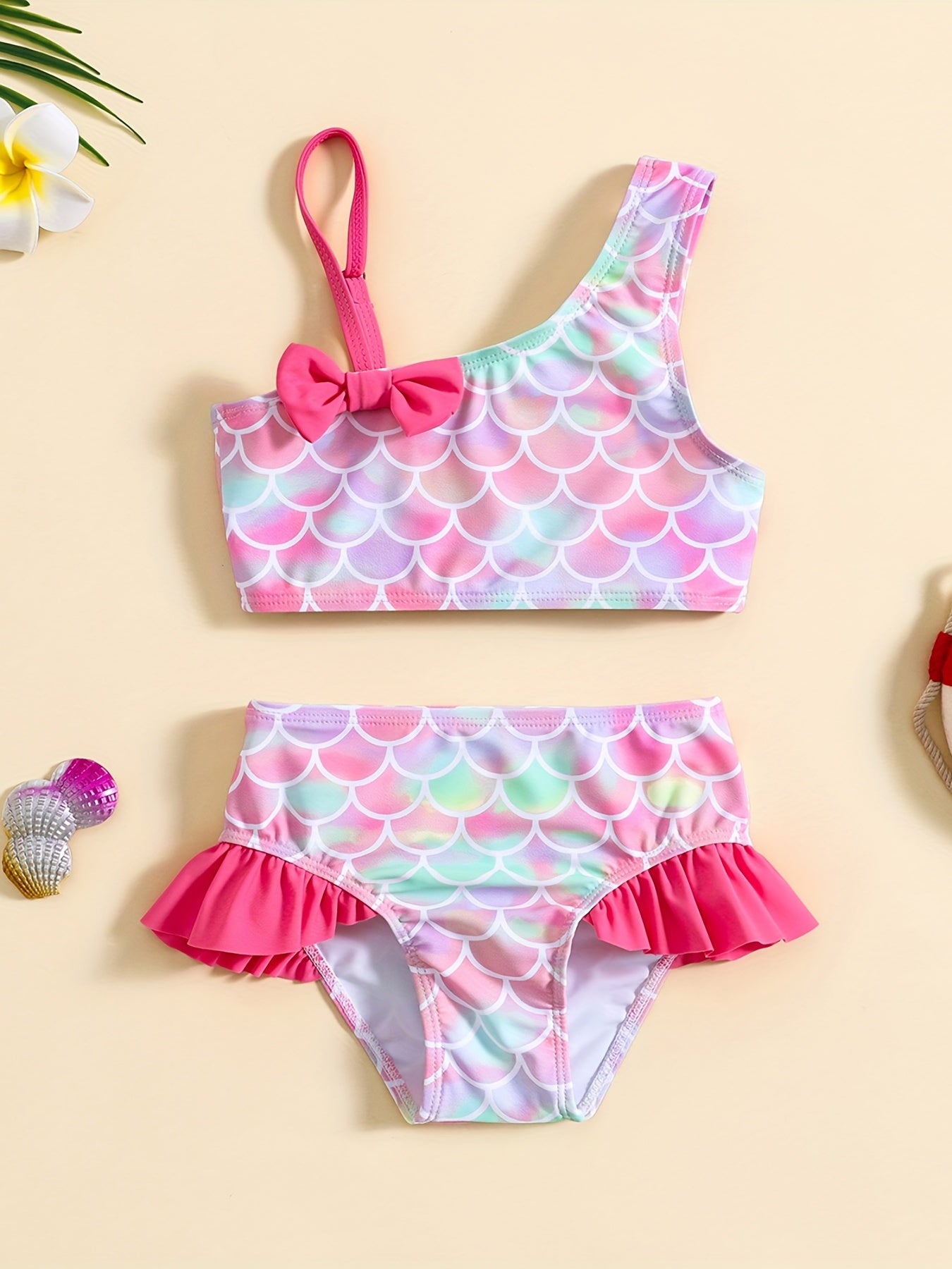 Baby Girls Mermaid Cami Crop Top & Shorts Swimsuit