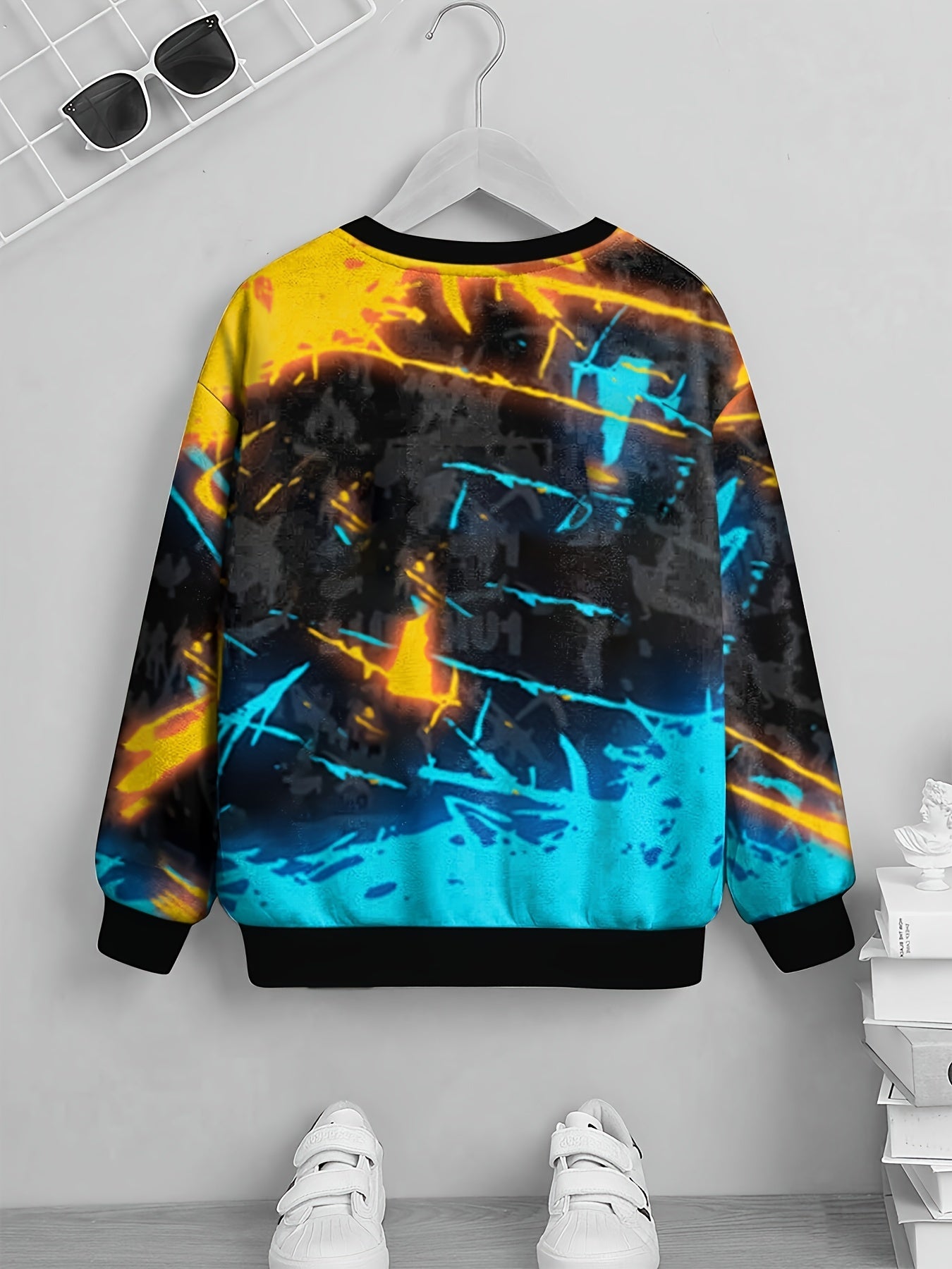 3D Paint Print Boys Sweatshirt Long Sleeve Pullover Top