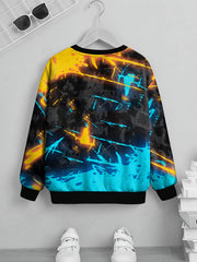 3D Paint Print Boys Sweatshirt Long Sleeve Pullover Top