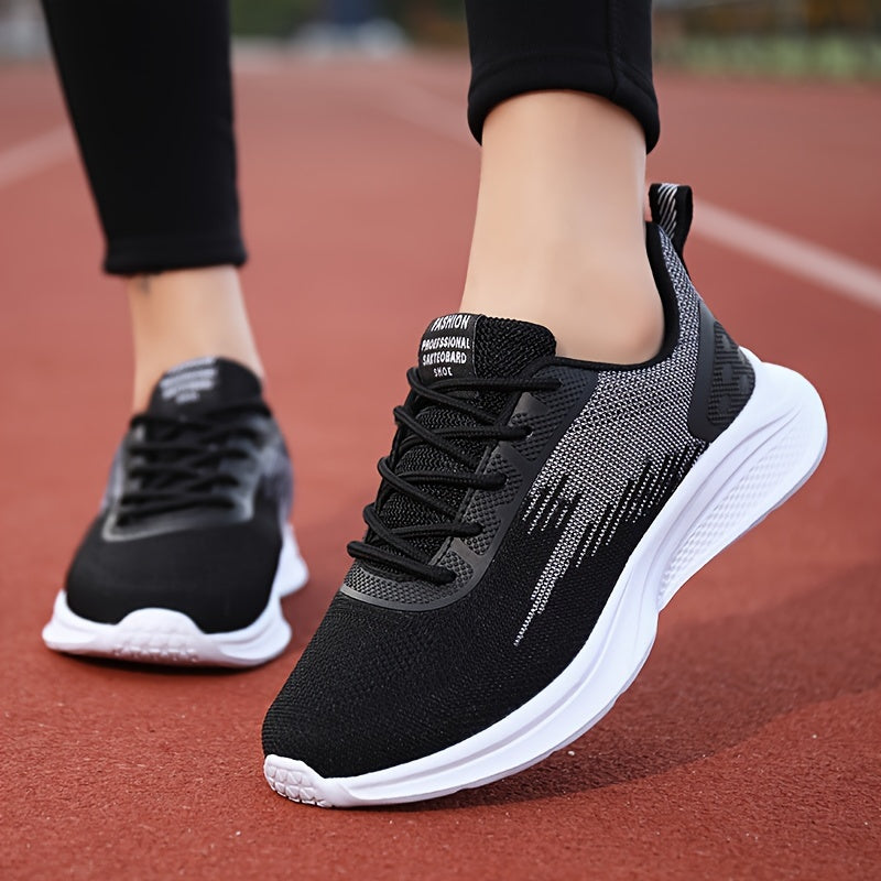 Women's Letter Patched Sneakers Breathable Running Shoes Lightweight Casual