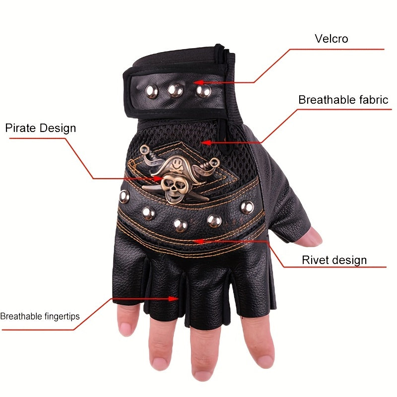 Men's Half Finger Riding Gloves, Anti-Skid & Breathable for Motorcycle, Bicycle