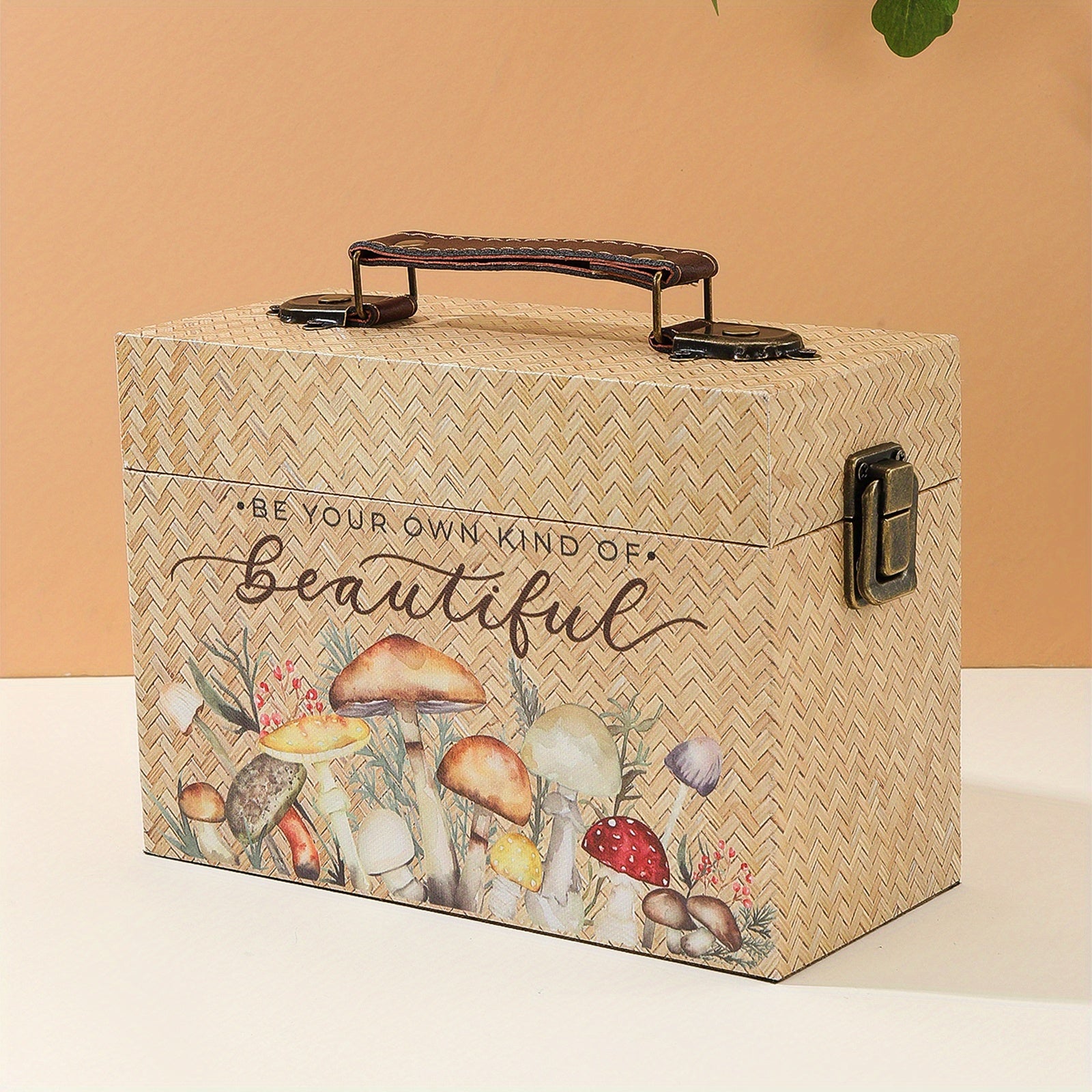 Bamboo Woven Pattern Wooden Storage Box PU Container