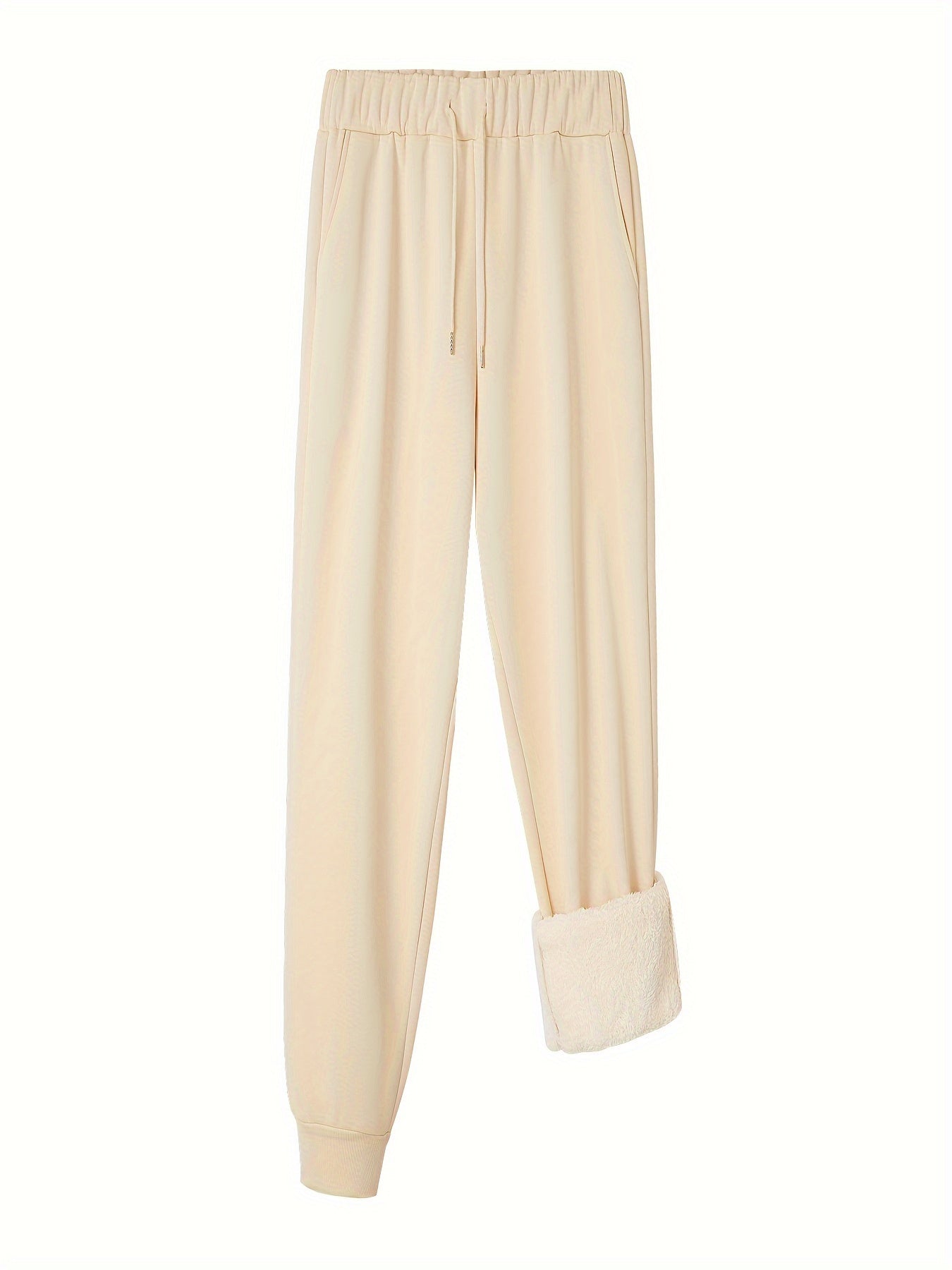 Women's Plus Size Solid Casual Pants with Fleece Liner