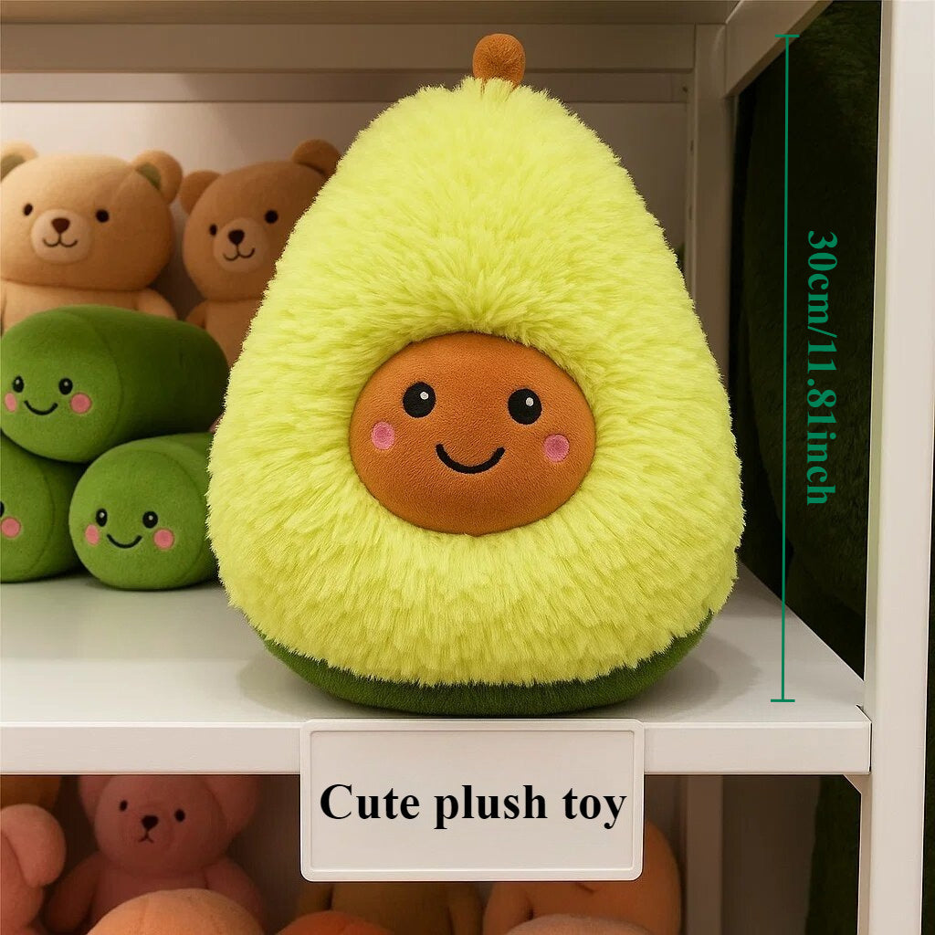Cute Avocado Plush Toy Soft Green Stuffed Animal Smiling Face Kids Gift