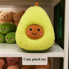Cute Avocado Plush Toy Soft Green Stuffed Animal Smiling Face Kids Gift
