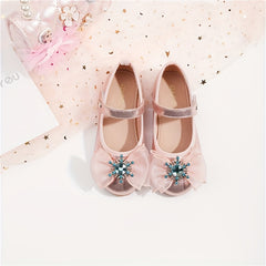 Bowknot Diamond Princess Shoes Girls Non Slip Flat Sole Party School