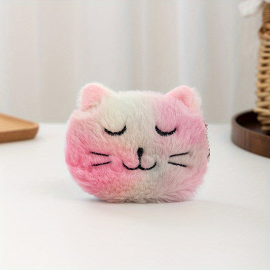Colorful Fuzzy Plush Coin Purse with Zipper