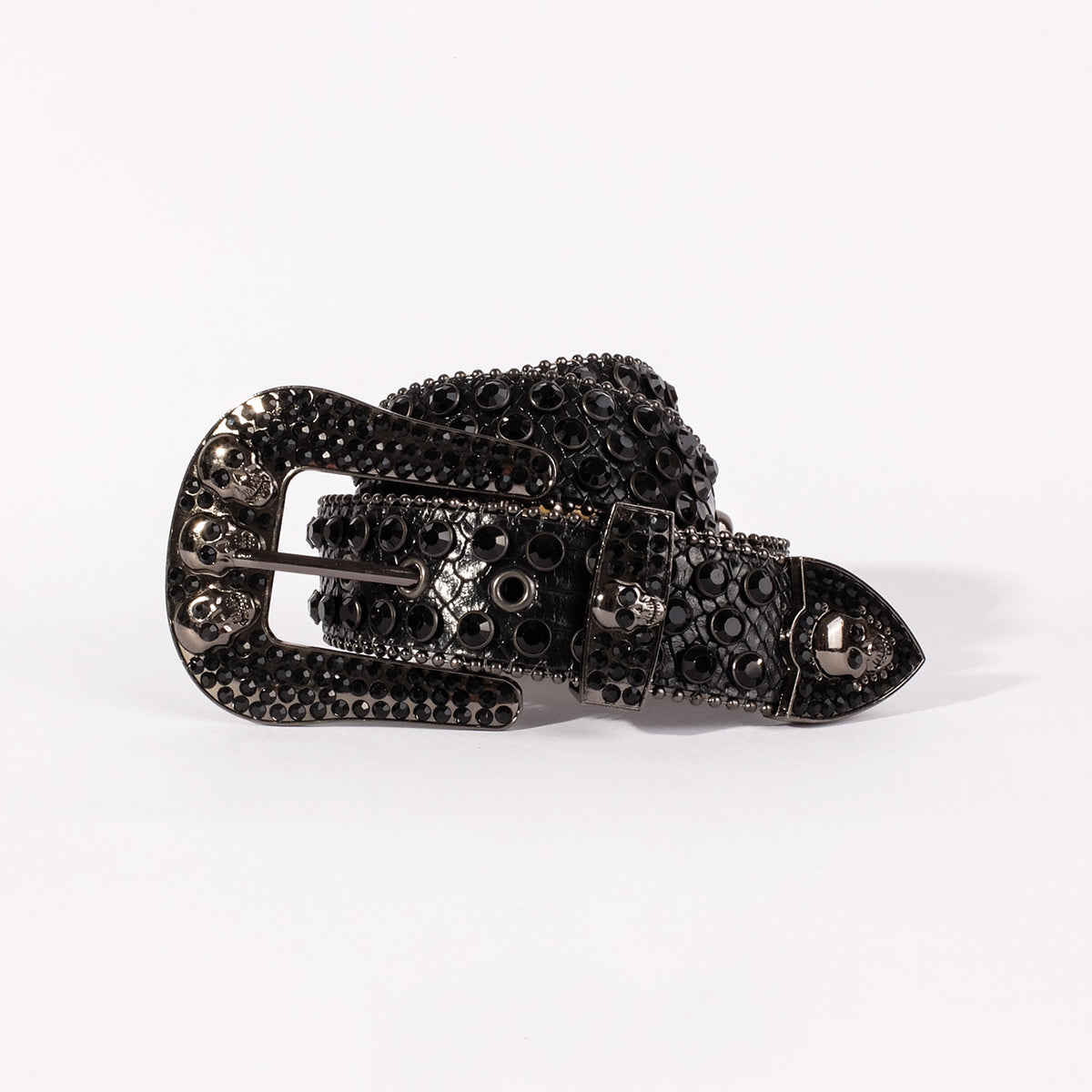 Rhinestone Men's Skull Western Belt Metal Buckle Punk Jeans Pants