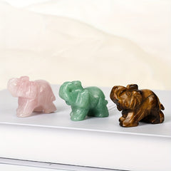 Green Aventurine Jade Stone Crystal Elephant Decoration