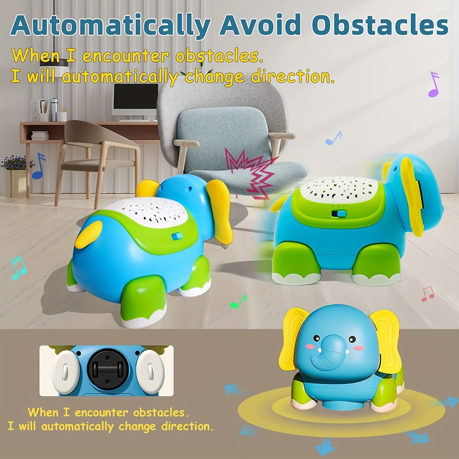 Elephant Musical Light-Up Baby Toy for 6-12 Months