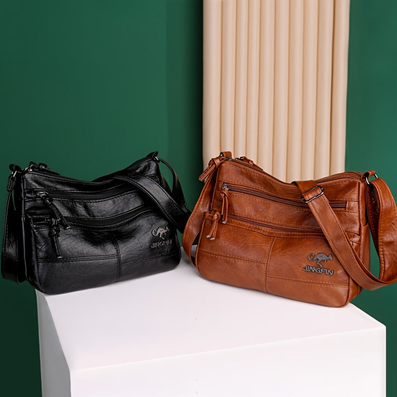 Shoulder Bag Large Capacity Faux Leather Crossbody Bag Zipper Purse