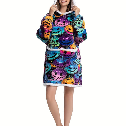 Pumpkin Pattern Dress Up Costume Plush Edge Hoodie