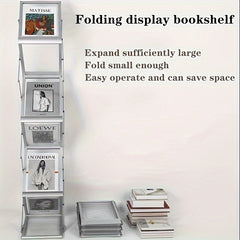 A4 Aluminum Folding Data Rack Catalog Display Office Magazine Exhibition