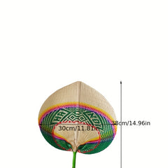 Handwoven Straw Fan Retro Creative Colorful Portable Handheld Fan