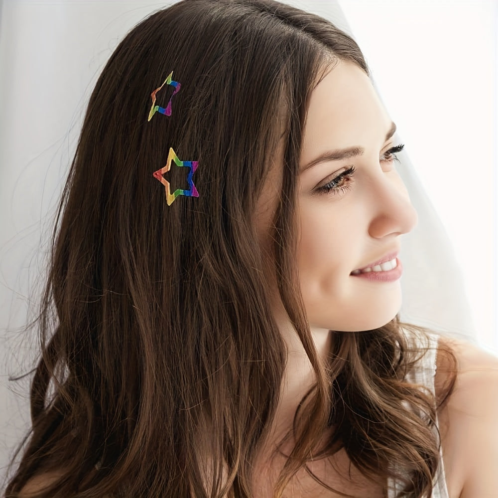 10PCS Rainbow Snap Clip Hair Accessories Y2K Headdress