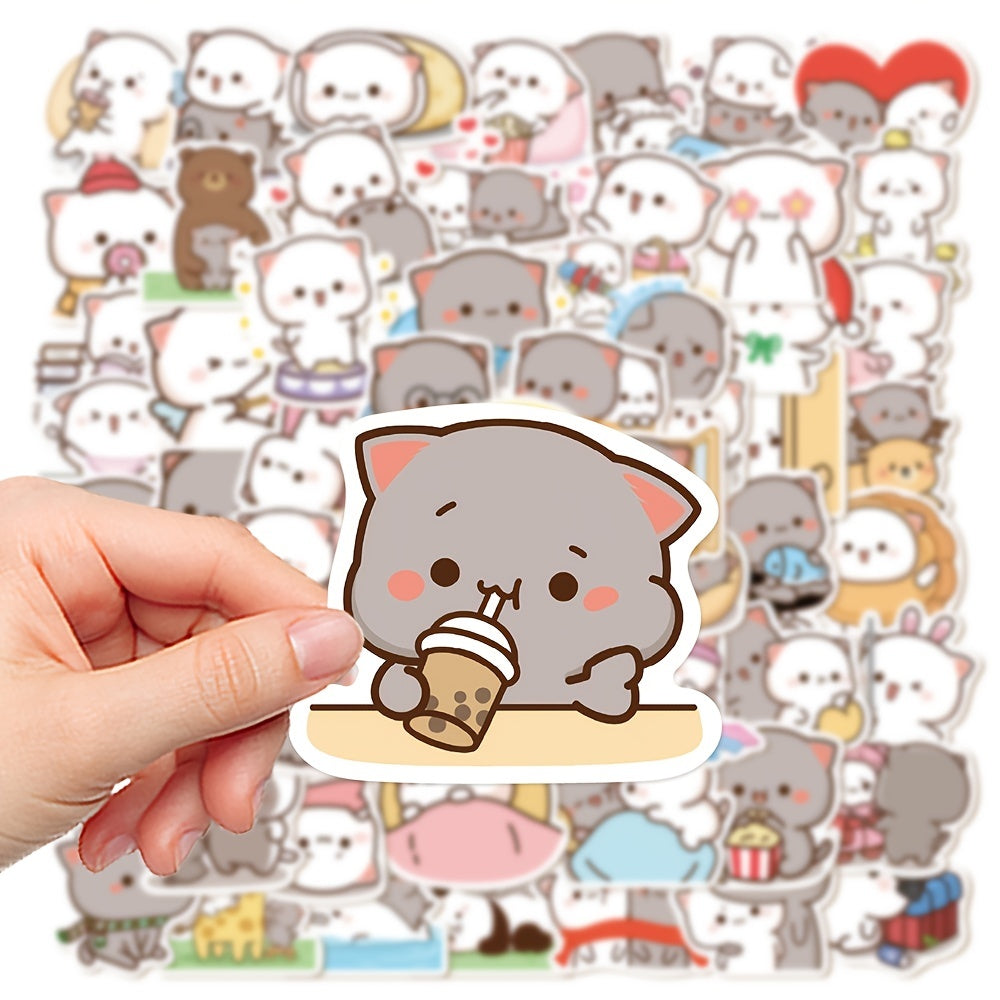 60pcs Peach Cat Stickers for Laptop and Phone Case