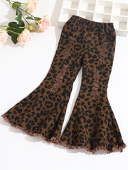 Girls Flared Bottom Leopard Jeans
