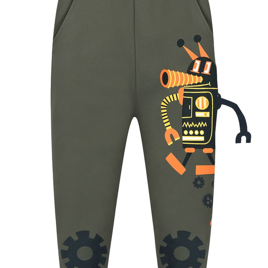 Boys Robot Print Sweatpants Elastic Waist Sports Jogger Pants