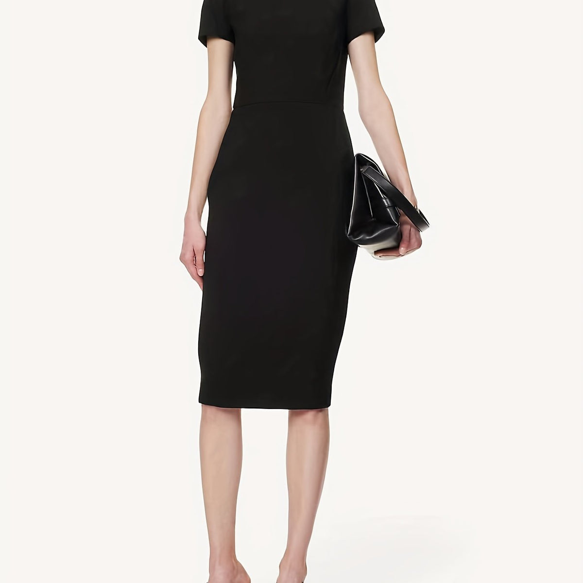  Solid Round Neck Tank Dress Slim Fit Stretch