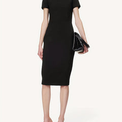  Solid Round Neck Tank Dress Slim Fit Stretch