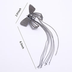 Butterfly Tassel Hair Claw Clips Faux Pearl Rhinestone Metal