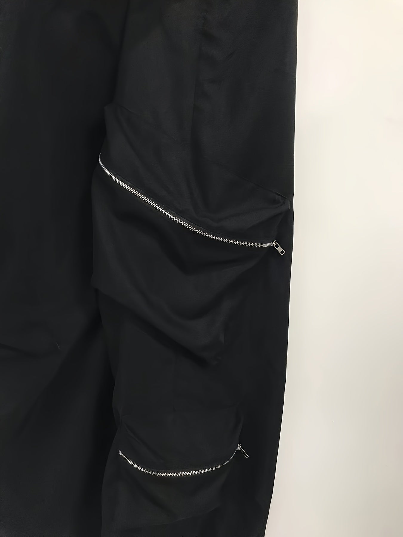  Solid High Rise Baggy Trousers With Pockets