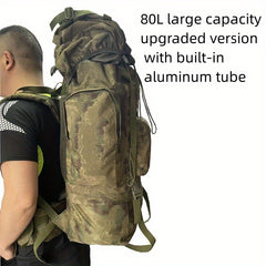 80L Camouflage Camping Backpack Waterproof Lightweight Breathable Canvas Bag