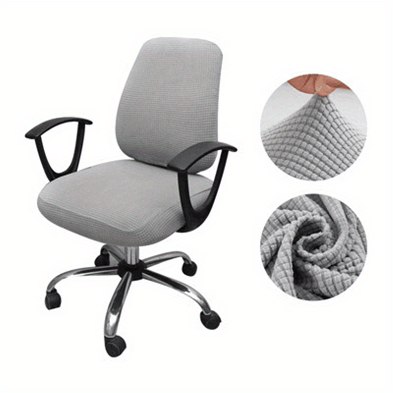 2pcs Set Stretch Jacquard Chair Covers Solid Color Office Dining Chair Cover