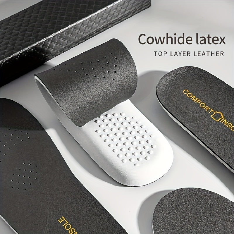 1pair Comfort Sports PU Cowhide Insoles for Men Women