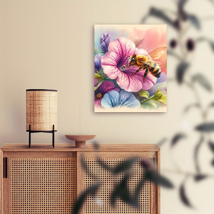 Beginner DIY Painting Kit Flowers & Bees Hand Painted by Numbers