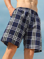 Men's Cotton Plaid Loose Fit Shorts for Summer