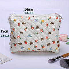 Bear Flower Makeup Bag Travel Toiletry Organizer