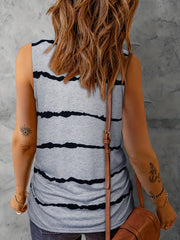 Striped Print V Neck Tank Top Casual Sleeveless Summer Tank Top