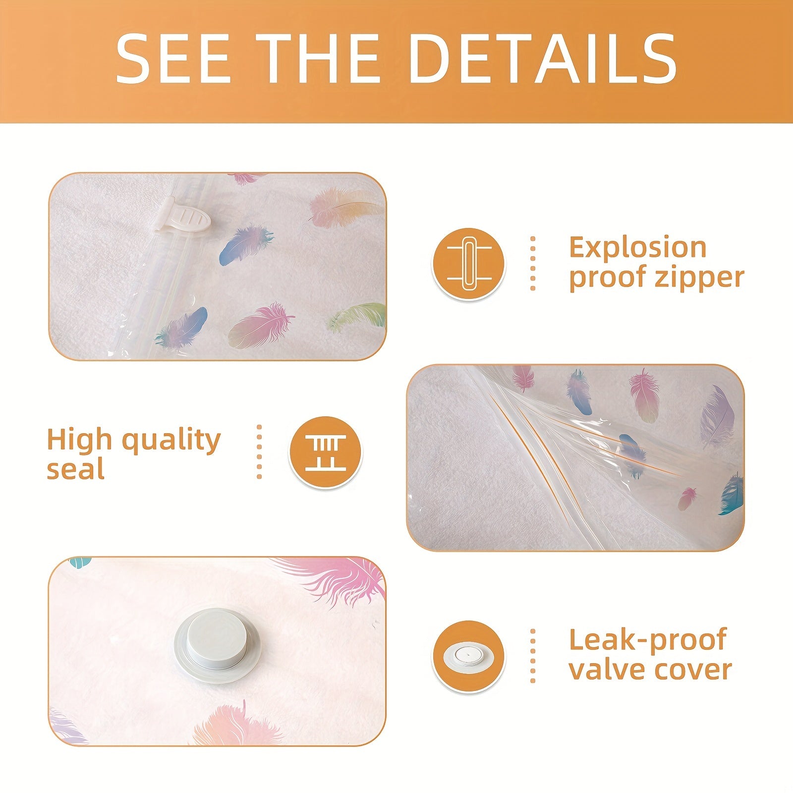 6pcs Vacuum Compression Storage Bags for Clothes Blankets Shirts
