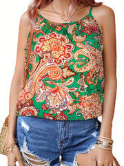 Paisley Print Spaghetti Strap Top for Summer Women