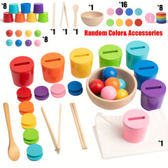 Wooden Sorting & Stacking Toys for 3 Recognition & Fine Motor Skill Development