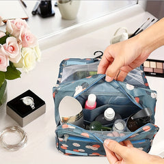 Portable Hanging Hook Cosmetic Bag Nylon Zipper Makeup Pouch