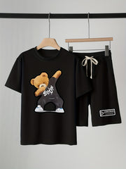 Boys Dancing Bear Graphic Print T-Shirt & Shorts Set