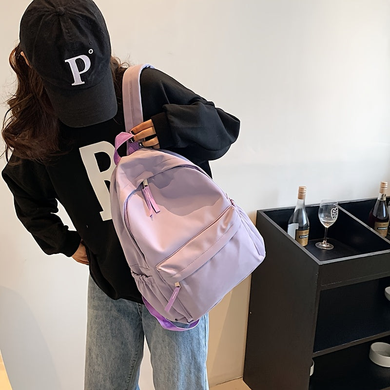 Women's Casual Backpack Short Trip Daypack Solid Travel School Bag
