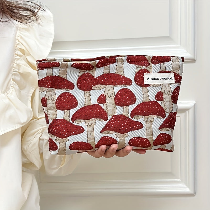 Mushroom Print Makeup Storage Pouch & Toiletry Organizer