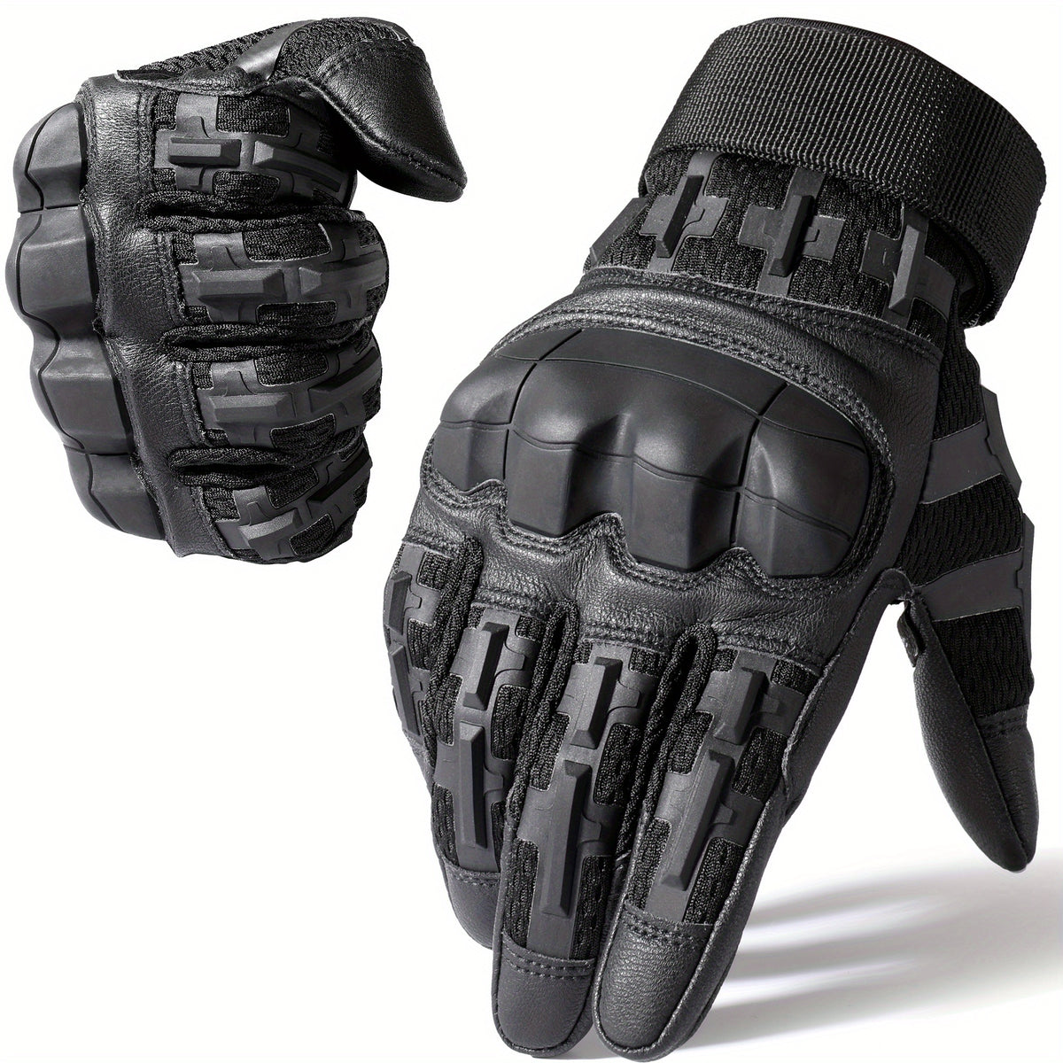 Men's Touch Screen Rubber Hard Knuckle Gloves Non Slip Full Protection Gear