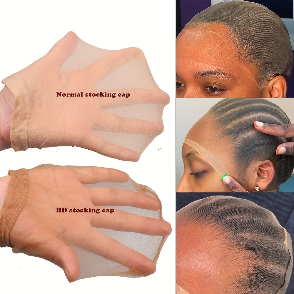12pcs Ultra Thin Invisible HD Wig Cap Sheer Nylon Stocking Cap for Women
