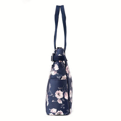 Floral Butterfly Print Tote Bag Large Capacity Shoulder Bag